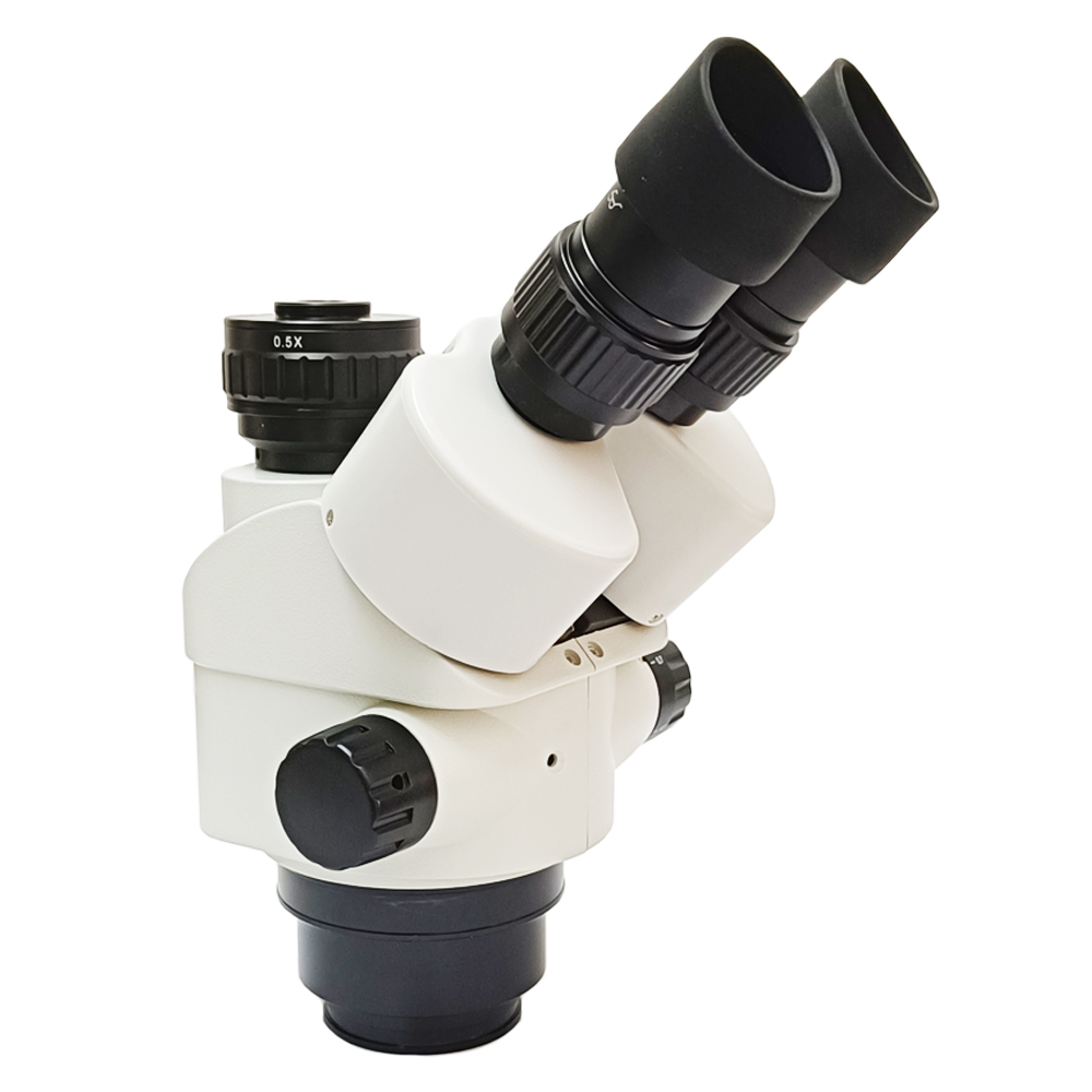 Stereo Trinocular Microscope Pcb - หัวกล้องจุลทรรศน์แบบสามตา 7X-45X ระดับมืออาชีพ ทำจากพลาสติก พร้อมอะแดปเตอร์กล้อง 0.5X