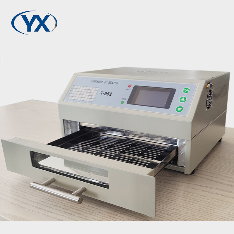 Reflow Oven Pcb T962 - เครื่องอบลมร้อนแบบอินฟราเรดสำหรับงานบัดกรีแบบรีโฟลว์และแบบคลื่น รุ่น T962 สำหรับสายการประกอบ SMT บนโต๊ะทำงาน