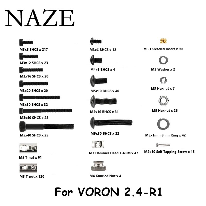 Voron 2.4 R2 Kit - NAZE Voron2.4 3D เครื่องพิมพ์ R1/R2 V2.4สกรูเต็มชุดโครงการ