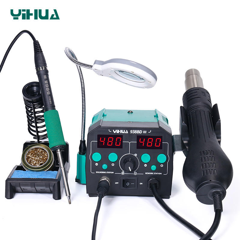 YIHUA 938BD-III 775W 2 in 1 สถ - Hot Air Rework Station T12 บทวิจารณ์และราคา