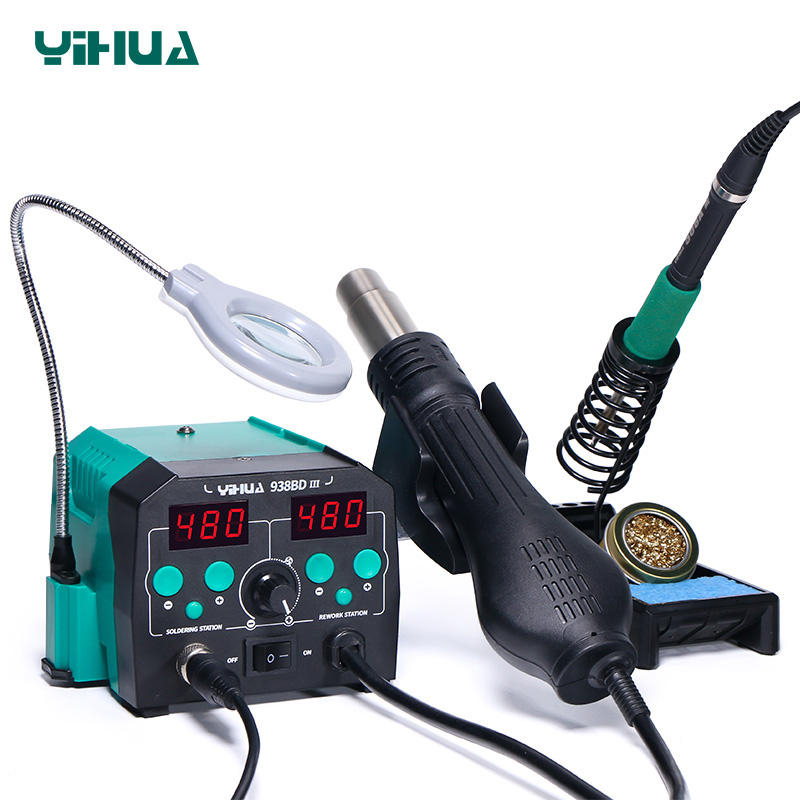YIHUA 938BD-III 775W 2 in 1 สถ - Hot Air Rework Station T12 บทวิจารณ์และราคา