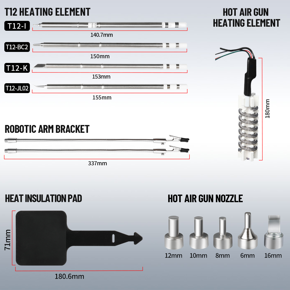 สถานีบัดกรีลมร้อน 2 in 1 กำลัง - Hot Air Rework Station T12 บทวิจารณ์และราคา